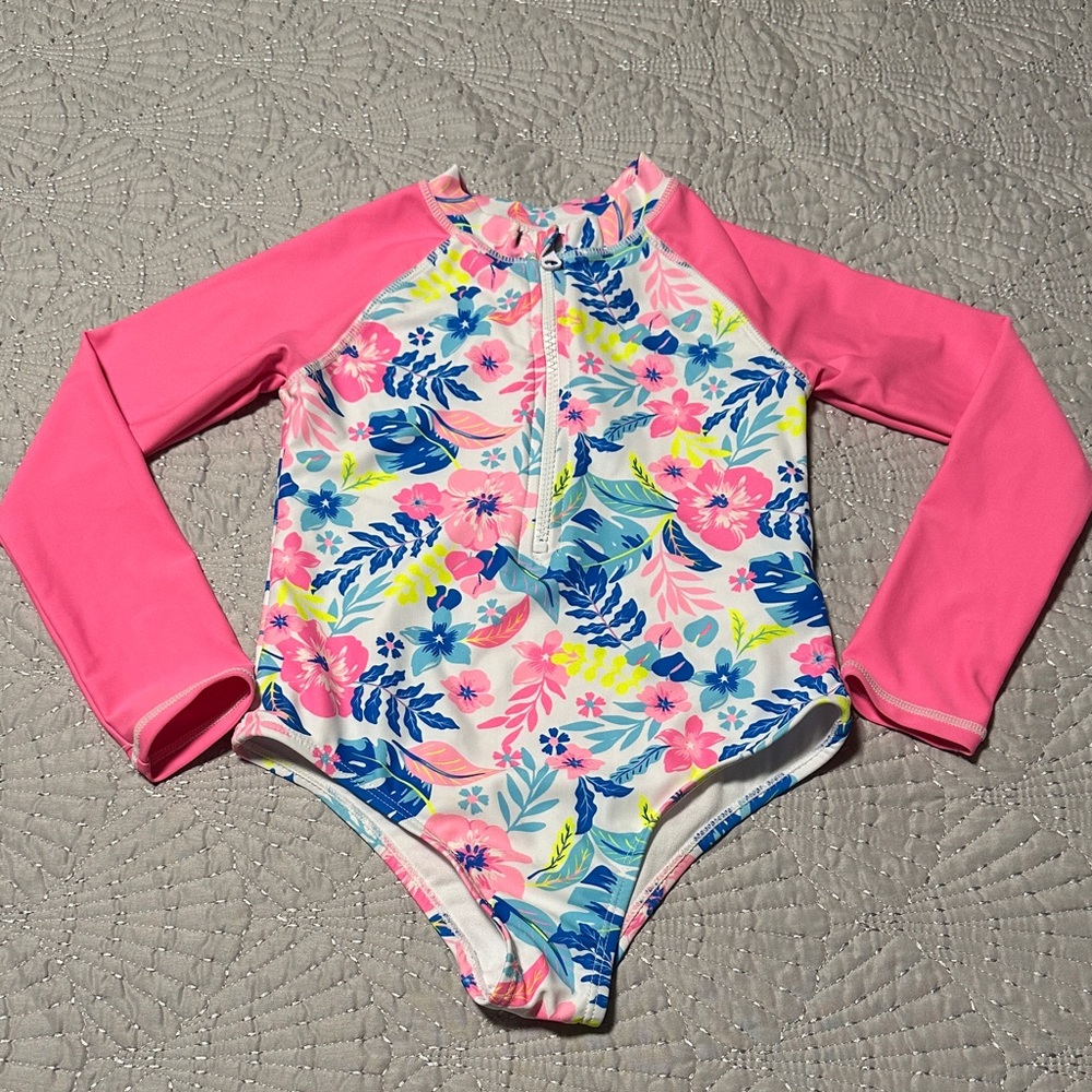 Tommy Bahama Rash Guard Floral Little Girls Swimsuit, EUC (Looks New), Size 6